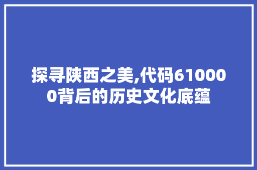 探寻陕西之美,代码610000背后的历史文化底蕴