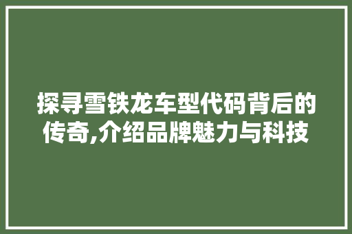 探寻雪铁龙车型代码背后的传奇,介绍品牌魅力与科技实力 SQL