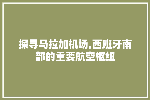 探寻马拉加机场,西班牙南部的重要航空枢纽