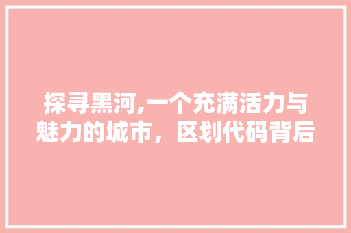 探寻黑河,一个充满活力与魅力的城市，区划代码背后的故事