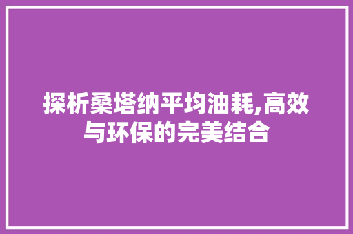 探析桑塔纳平均油耗,高效与环保的完美结合