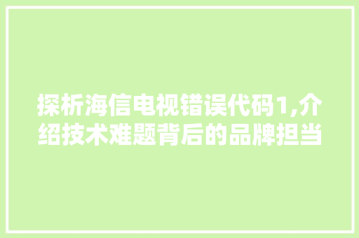 探析海信电视错误代码1,介绍技术难题背后的品牌担当