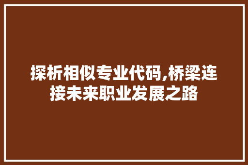 探析相似专业代码,桥梁连接未来职业发展之路