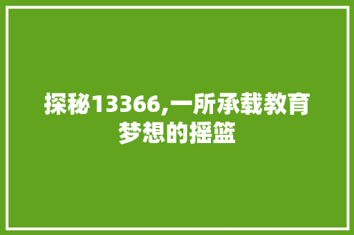 探秘13366,一所承载教育梦想的摇篮