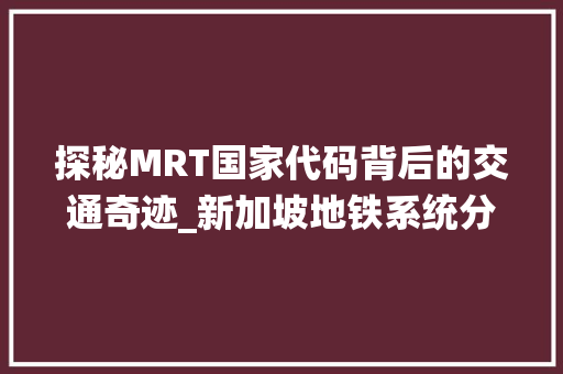 探秘MRT国家代码背后的交通奇迹_新加坡地铁系统分析