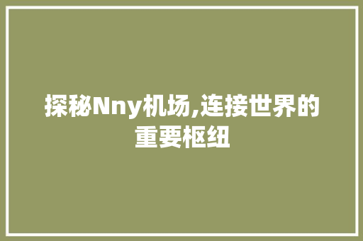 探秘Nny机场,连接世界的重要枢纽