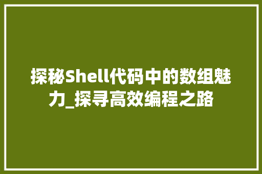 探秘Shell代码中的数组魅力_探寻高效编程之路