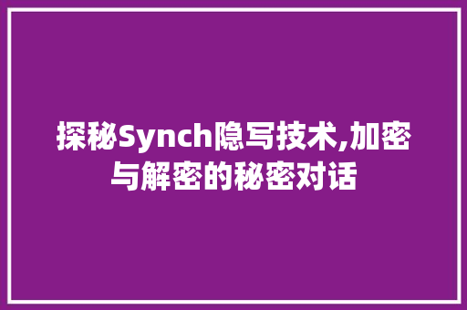 探秘Synch隐写技术,加密与解密的秘密对话