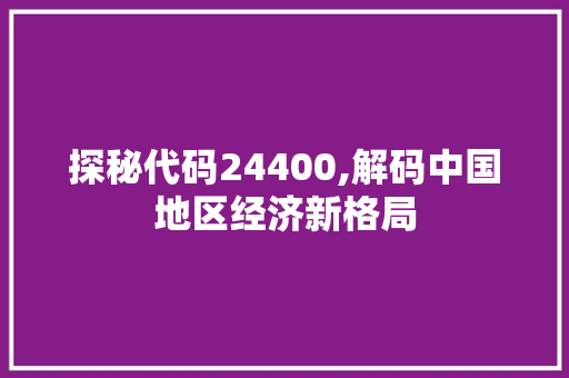 探秘代码24400,解码中国地区经济新格局