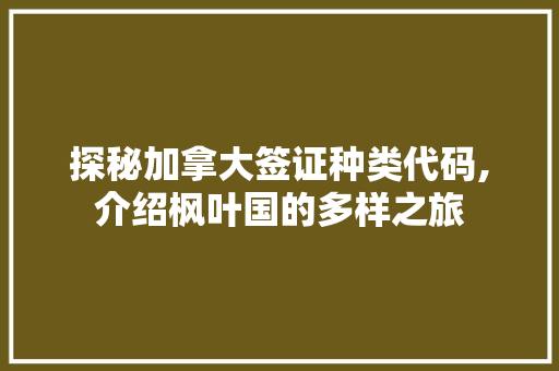 探秘加拿大签证种类代码,介绍枫叶国的多样之旅