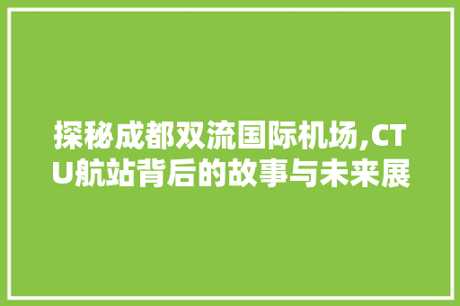 探秘成都双流国际机场,CTU航站背后的故事与未来展望