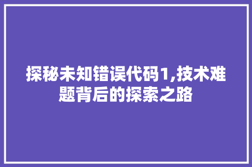 探秘未知错误代码1,技术难题背后的探索之路