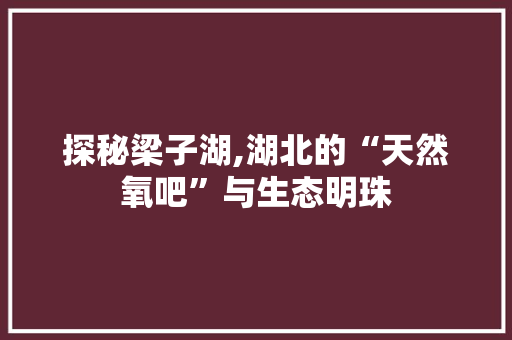 探秘梁子湖,湖北的“天然氧吧”与生态明珠