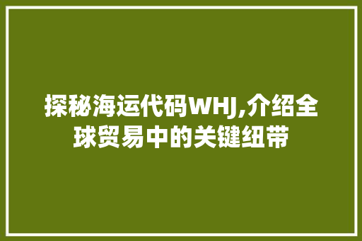 探秘海运代码WHJ,介绍全球贸易中的关键纽带