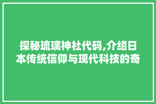 探秘琉璃神社代码,介绍日本传统信仰与现代科技的奇妙融合 SQL