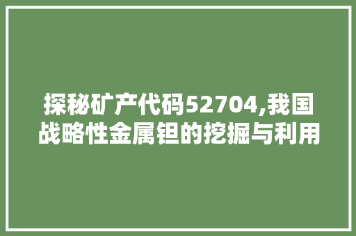 探秘矿产代码52704,我国战略性金属钽的挖掘与利用