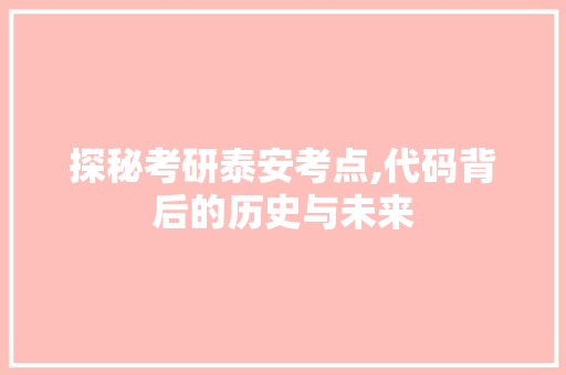 探秘考研泰安考点,代码背后的历史与未来