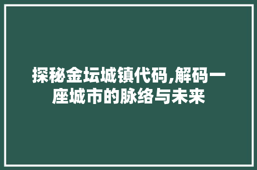 探秘金坛城镇代码,解码一座城市的脉络与未来 Java