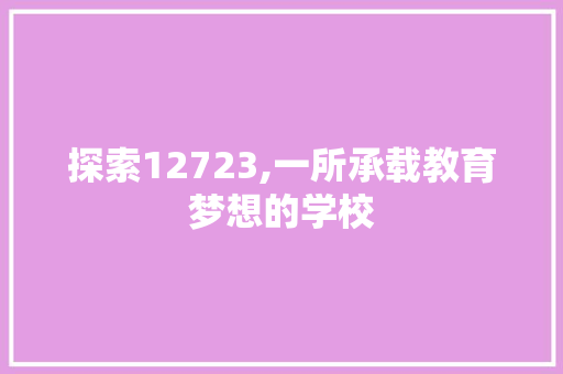 探索12723,一所承载教育梦想的学校