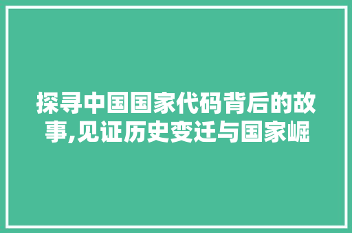 探寻中国国家代码背后的故事,见证历史变迁与国家崛起