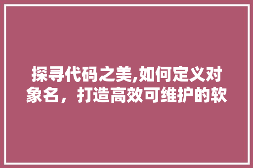 探寻代码之美,如何定义对象名，打造高效可维护的软件架构