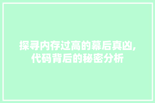 探寻内存过高的幕后真凶,代码背后的秘密分析