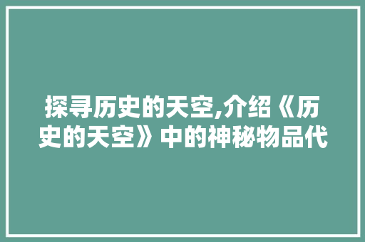 探寻历史的天空,介绍《历史的天空》中的神秘物品代码 Webpack