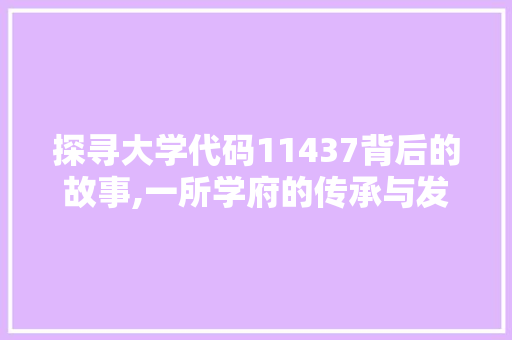 探寻大学代码11437背后的故事,一所学府的传承与发展 Ruby