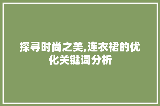 探寻时尚之美,连衣裙的优化关键词分析