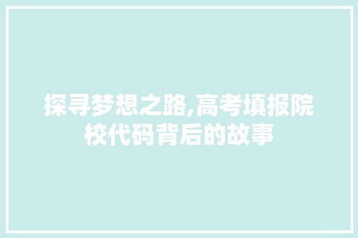 探寻梦想之路,高考填报院校代码背后的故事