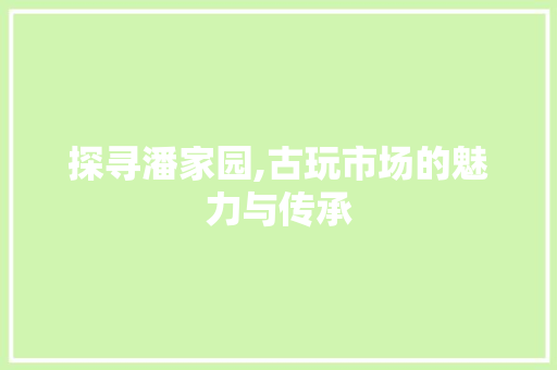 探寻潘家园,古玩市场的魅力与传承