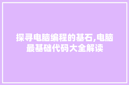 探寻电脑编程的基石,电脑最基础代码大全解读 SQL