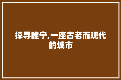 探寻睢宁,一座古老而现代的城市