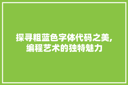 探寻粗蓝色字体代码之美,编程艺术的独特魅力