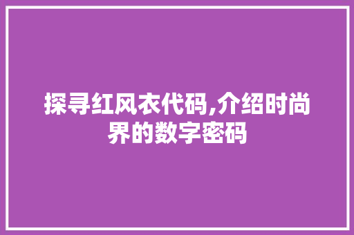 探寻红风衣代码,介绍时尚界的数字密码 React