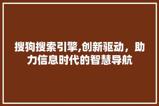 搜狗搜索引擎,创新驱动，助力信息时代的智慧导航