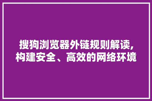 搜狗浏览器外链规则解读,构建安全、高效的网络环境