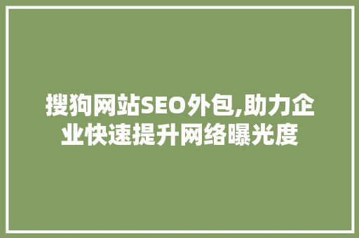 搜狗网站SEO外包,助力企业快速提升网络曝光度