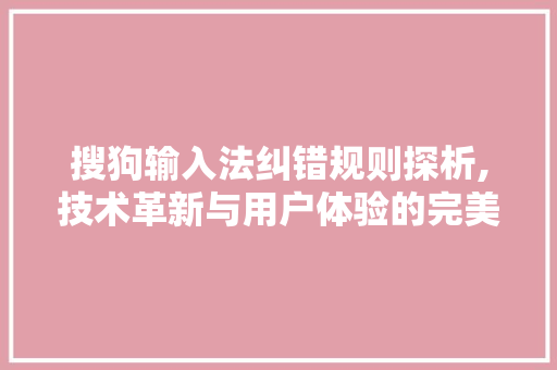 搜狗输入法纠错规则探析,技术革新与用户体验的完美融合