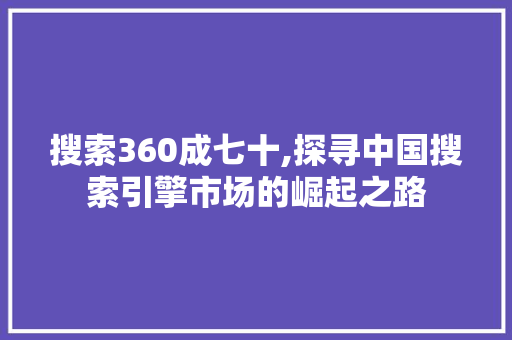 搜索360成七十,探寻中国搜索引擎市场的崛起之路