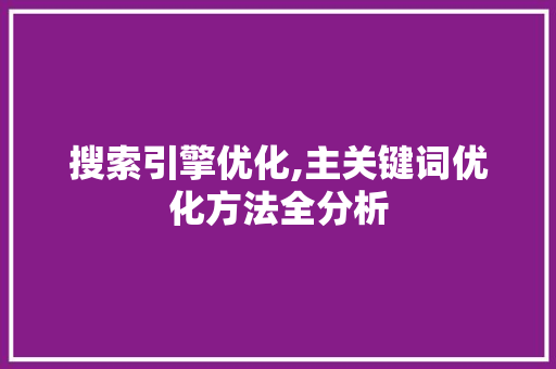 搜索引擎优化,主关键词优化方法全分析