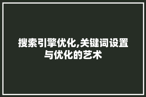 搜索引擎优化,关键词设置与优化的艺术