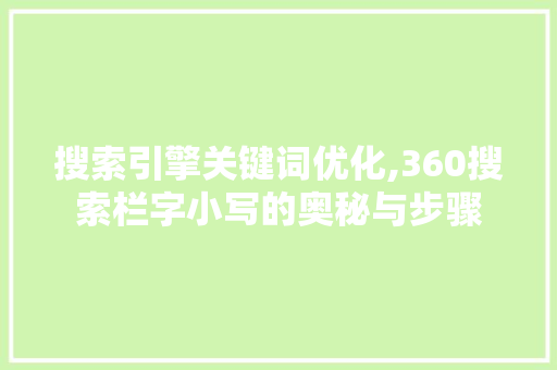 搜索引擎关键词优化,360搜索栏字小写的奥秘与步骤