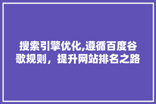 搜索引擎优化,遵循百度谷歌规则，提升网站排名之路