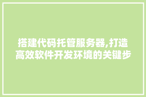 搭建代码托管服务器,打造高效软件开发环境的关键步骤