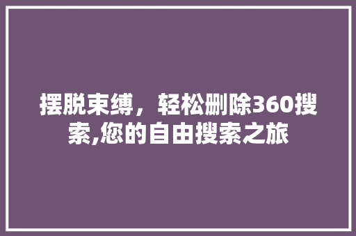 摆脱束缚，轻松删除360搜索,您的自由搜索之旅