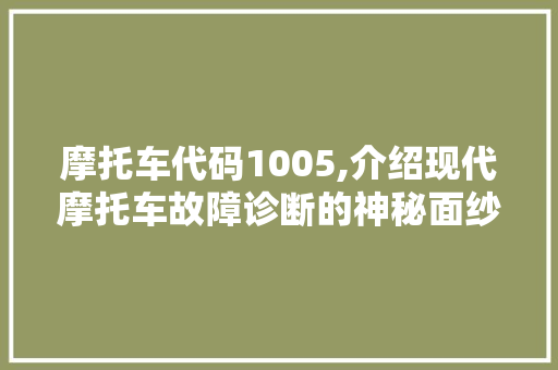 摩托车代码1005,介绍现代摩托车故障诊断的神秘面纱