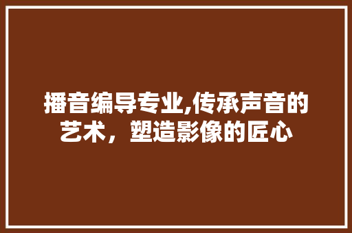 播音编导专业,传承声音的艺术，塑造影像的匠心