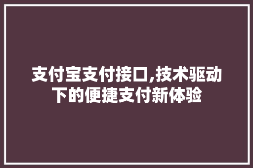 支付宝支付接口,技术驱动下的便捷支付新体验