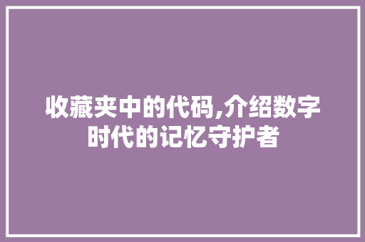 收藏夹中的代码,介绍数字时代的记忆守护者